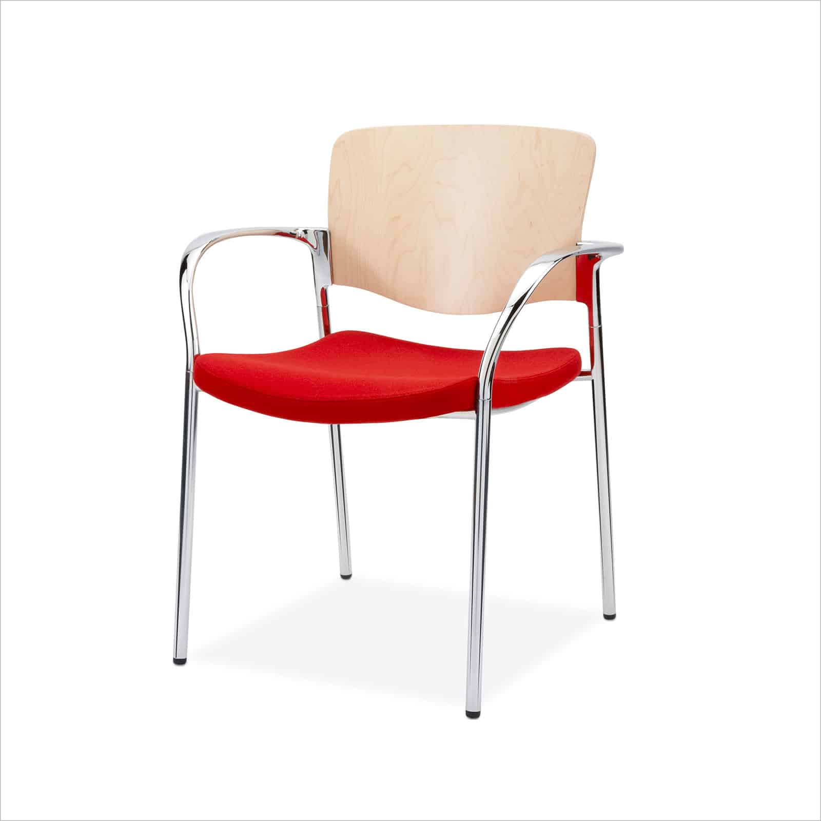 Stylex Welcome Chair With Red Fabric and Maple Wood Back