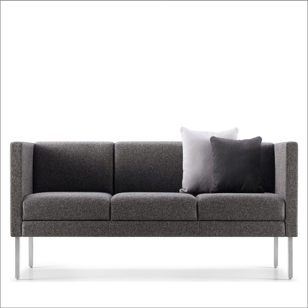 Modern Gray Fabric Sofa With Steel Legs