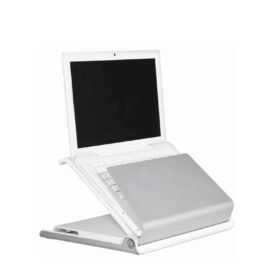 Humanscale L6 Laptop Tray, an adjustable and portable laptop stand that helps improve posture and reduce eye strain.