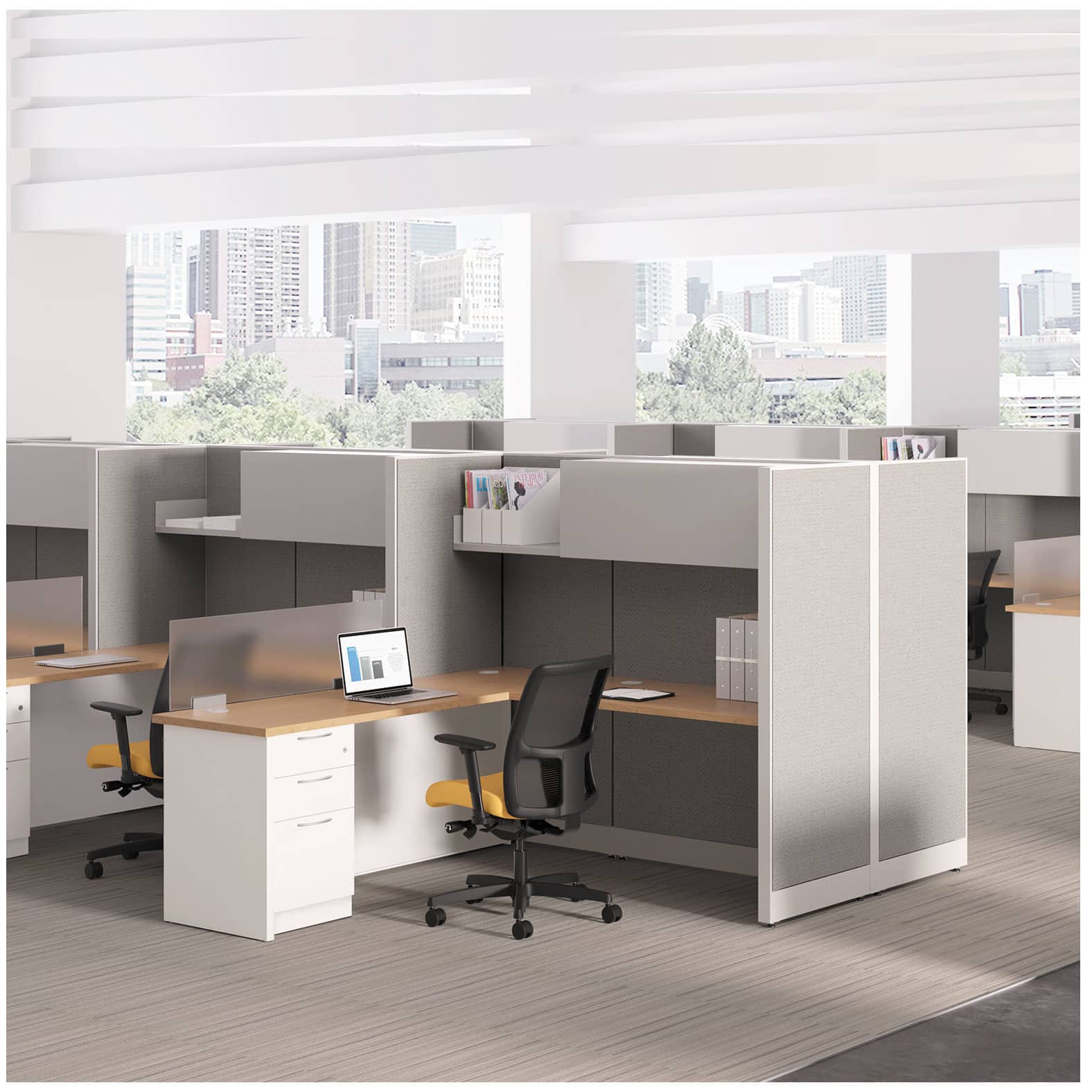 Hon Abode_Contain_Ignition and Flock for workstations office furniture