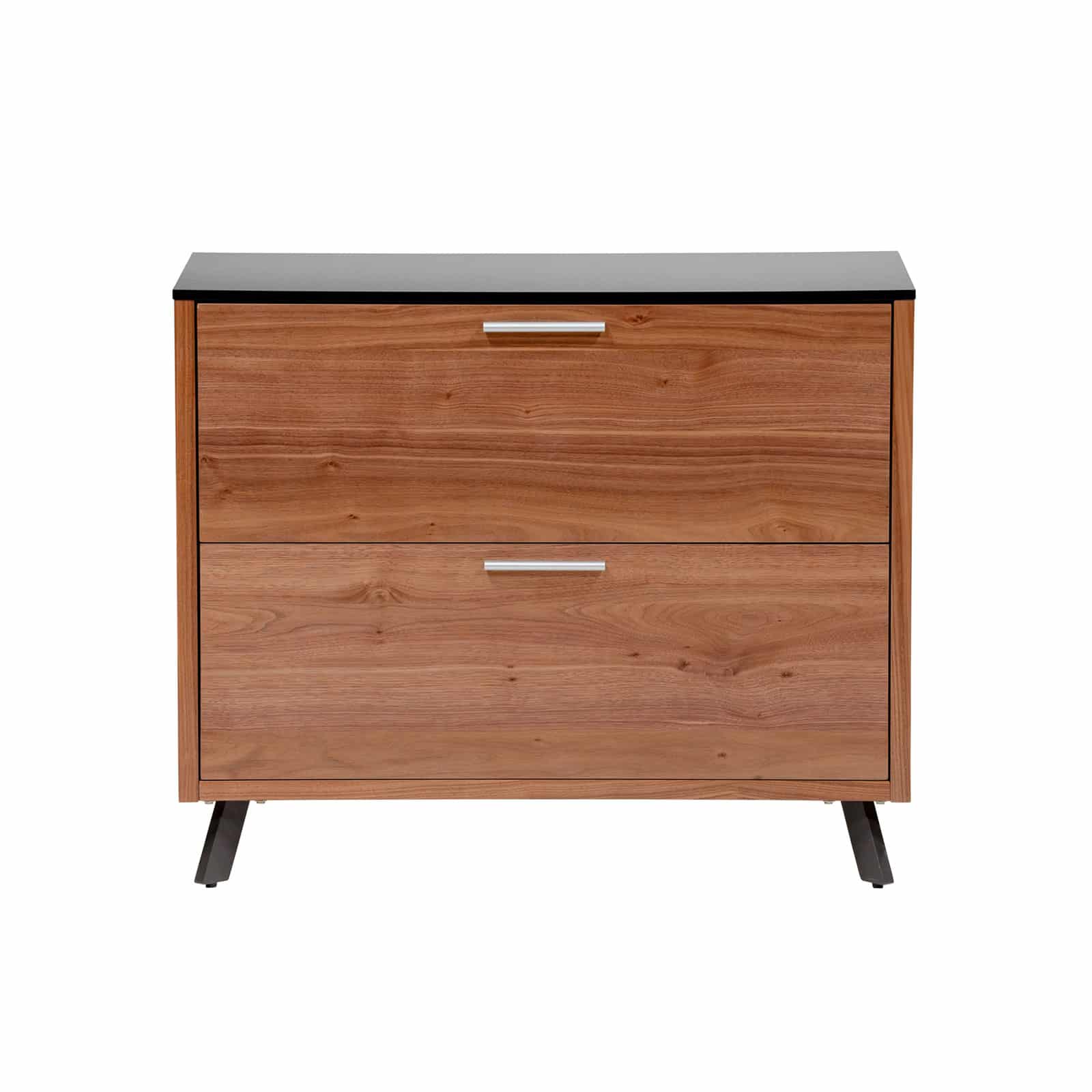Hugo 2 Drawer Lateral File Cabinet in Black with American Walnut Frame