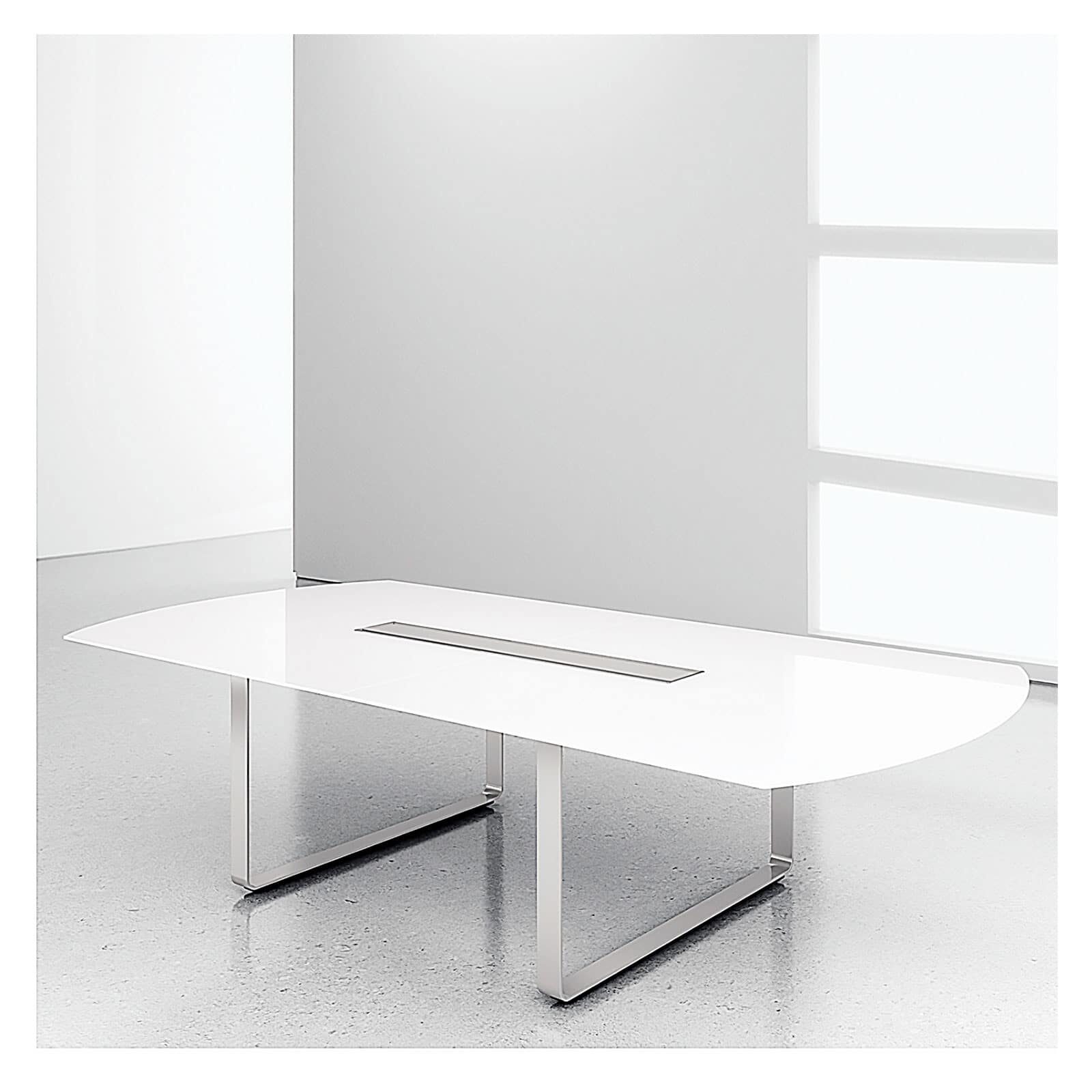 Krug Nuvo Glass Arc shaped Conference Table with O Leg