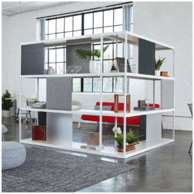 Loftwall Shift Shelving Room Dividers are customizable