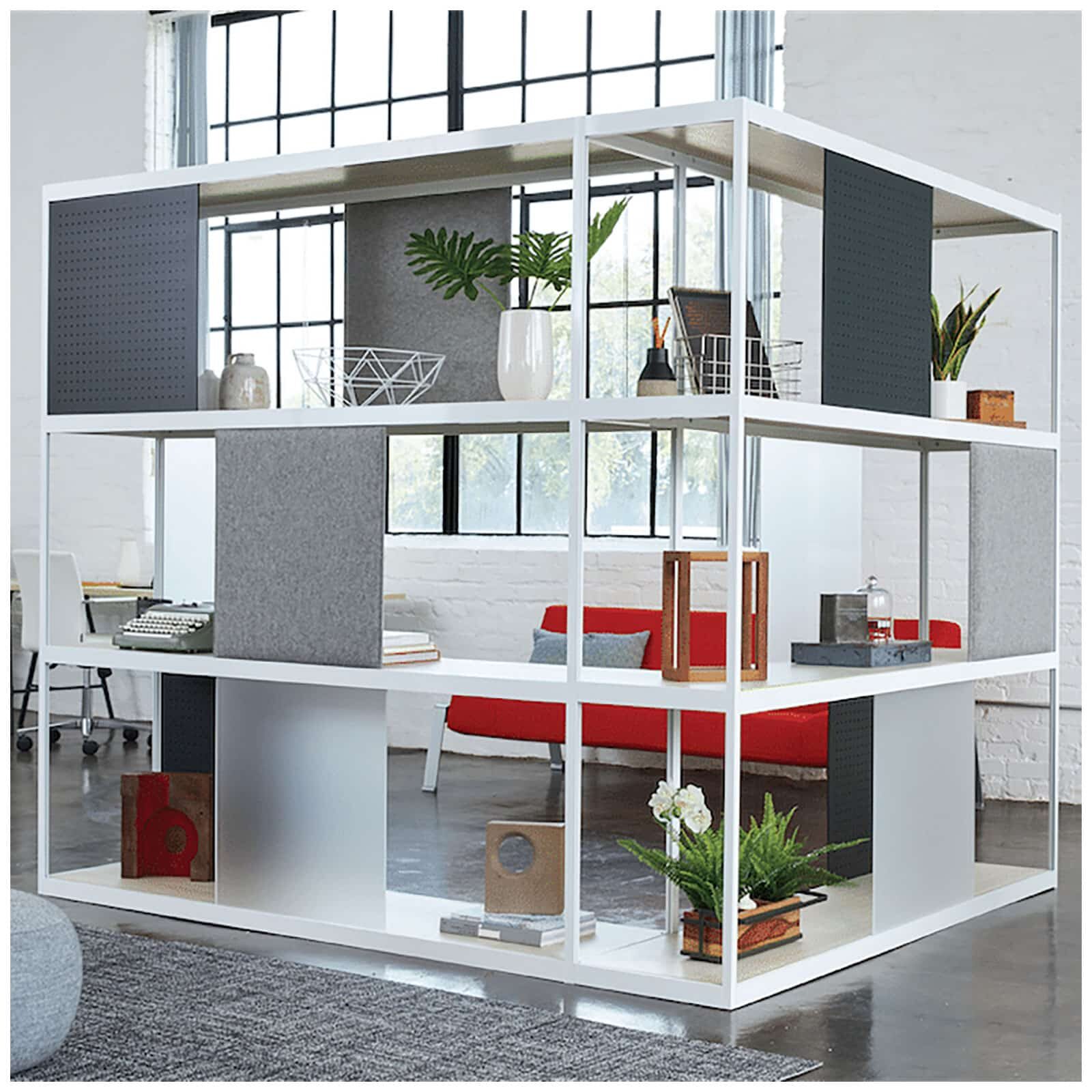 Modern shelving where privacy meets storage meets room division