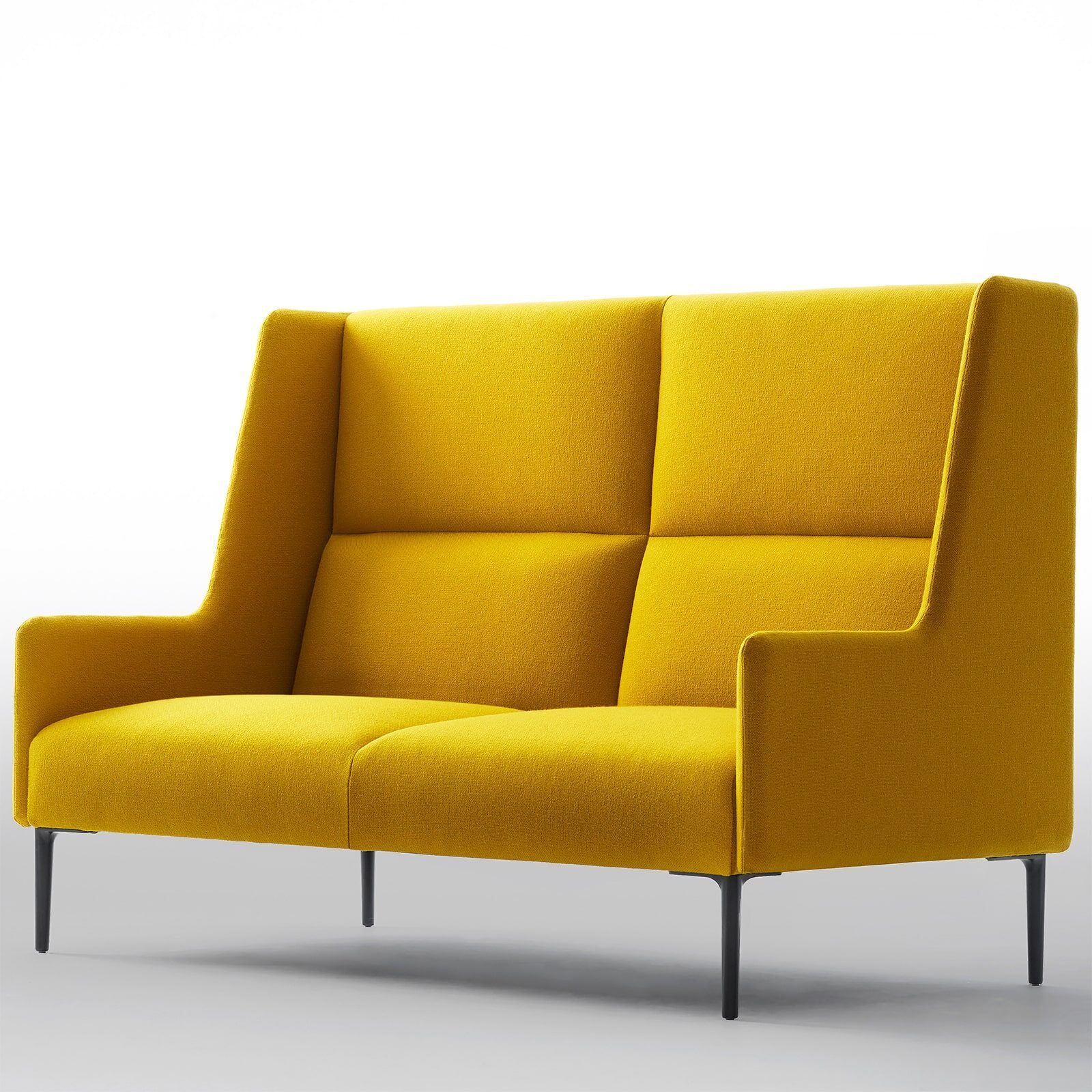 Modern Stylex Metrum High-Back 2-Seater Sofa in Yellow Fabric