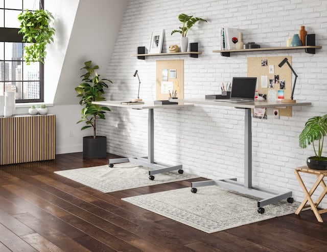 Two stand-up desks in an office